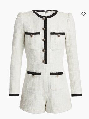Alice + Olivia Shiloh Tweed Long-Sleeve Romper size 4